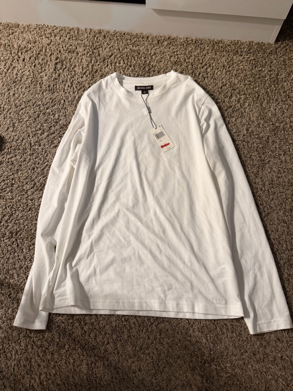 Michael Kors Men’s White Long-Sleeve Crew Tee